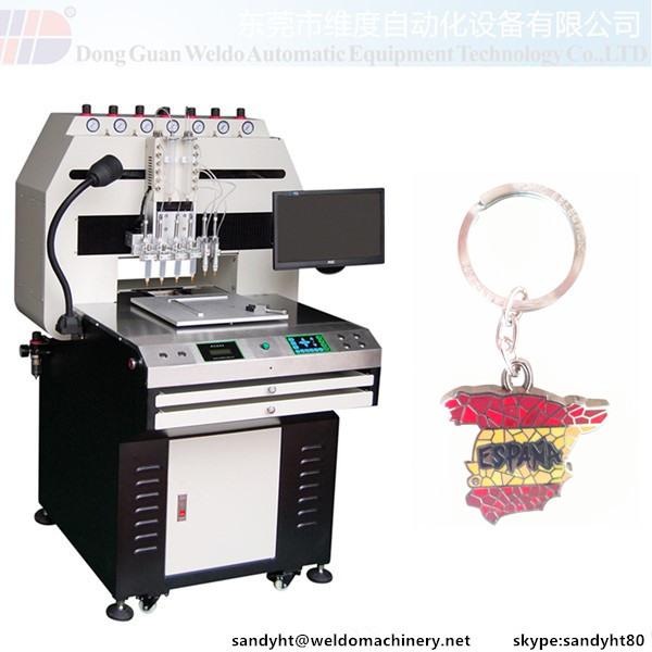 Automatic Bake Paint Keychain Painting Machine 6 color enamel badge