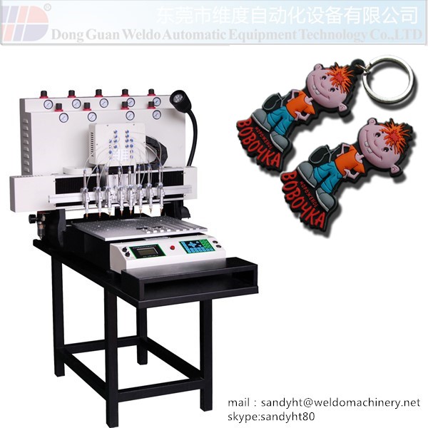 PVC keychain automated injection Machine 8 color PVC dispensing machine